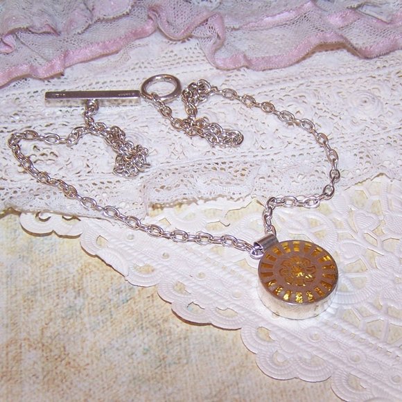 VICTORIA VARGA Sterling Silver Chain Necklace with Yellow Glass Sliding Pendant - Picture 2 of 11